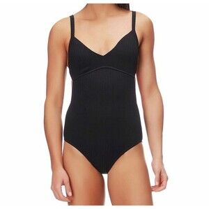 SEAFOLLY Inka Rib Textured Maillot One-Piece Swimsuit sz 8 US Black